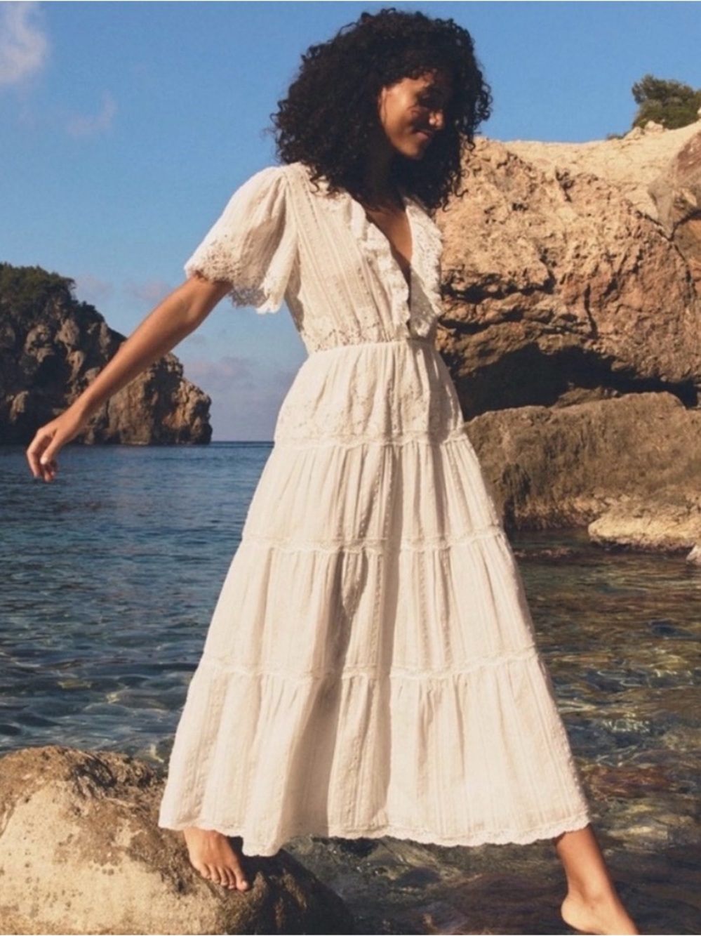 DÔEN Gabriella Lace Cotton Midi-Dress - new with tags